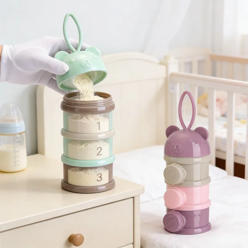 

Portable Formula Dispenser Large Capacity Baby Powder Container Multi Layer Compartment Leak Proof Design Travel Storage
