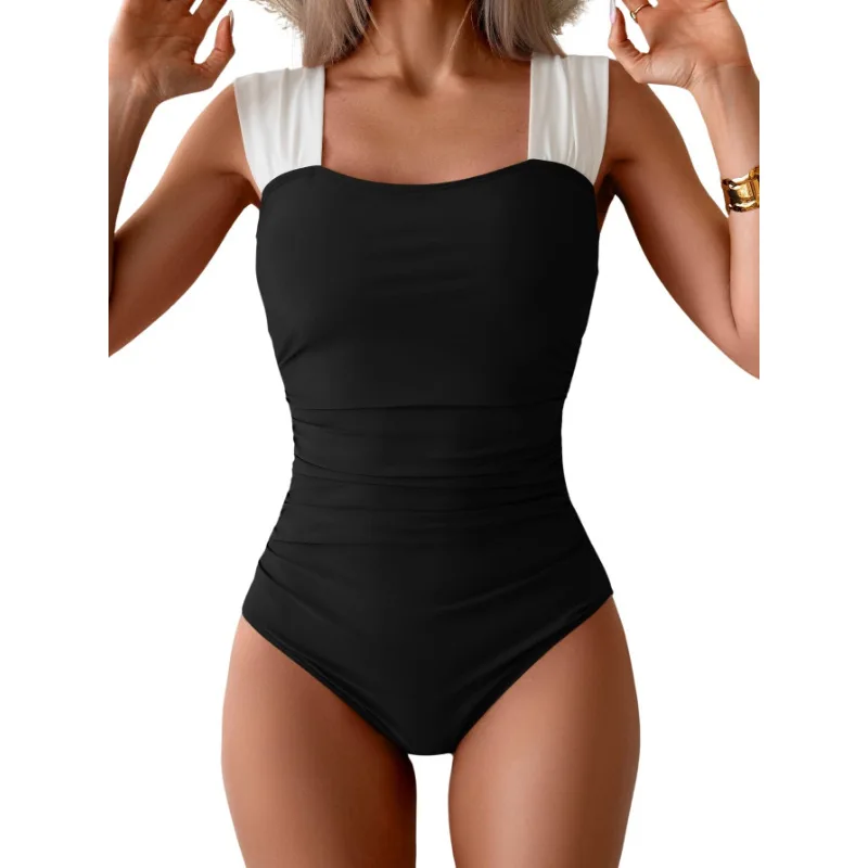 New Retro Square Neckline Women One Piece Swimsuit Female Swimwear Swimming Suit Plus Size Bathing Suit Beachwear