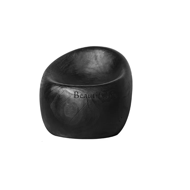 

Wabi Sand wind carbonized black solid wood pier leisure root carving stool B & B hotel coffee table