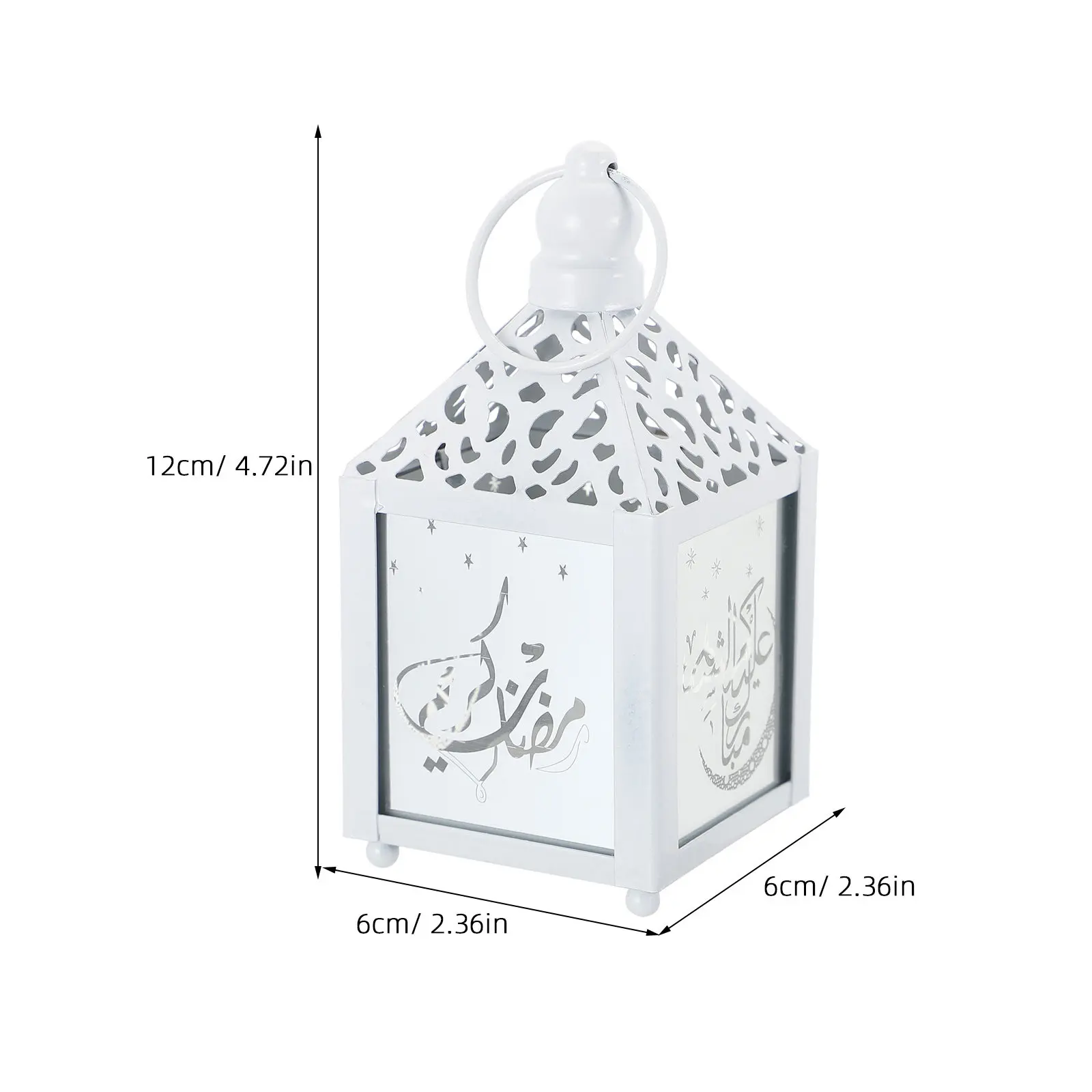 1Pcs Muslim Eid Lantern Ramadan Light Decorative LED Lamp with Handle Bottom Battery Design Warm Atmosphere Festival Home