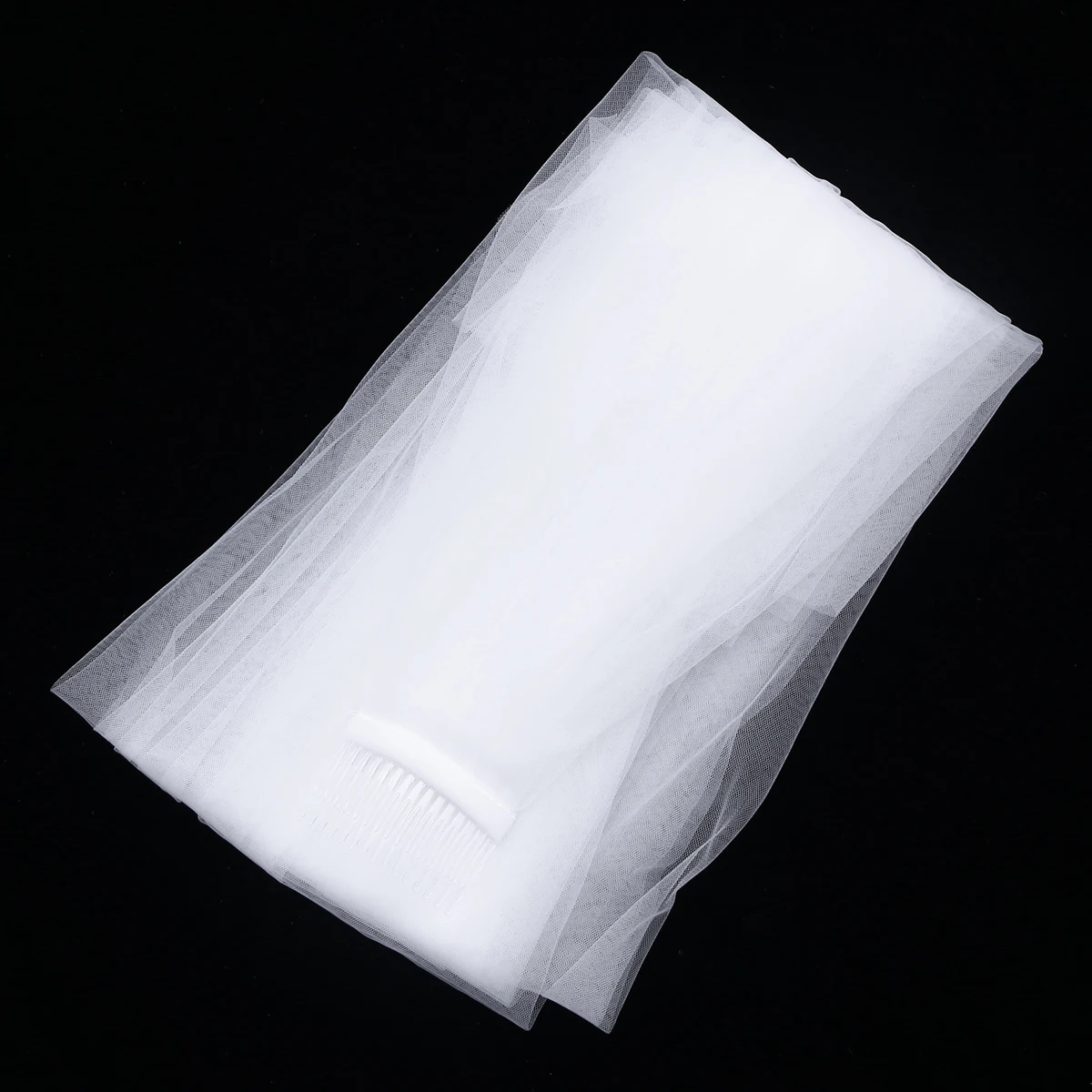 طرحة زفاف طويلة بطبقة واحدة، مشط زفاف أبيض نقي، طول الأرض 30 سم للعروس، إكسسوار ذو مظهر ناعم