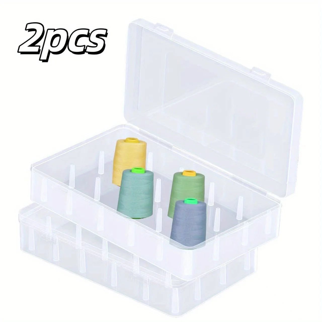 Set of 2 Multi-Functional Sewing Thread Organizers 42/24 Slots White Plastic Body Clear Stand Designed for Storage And Neatness