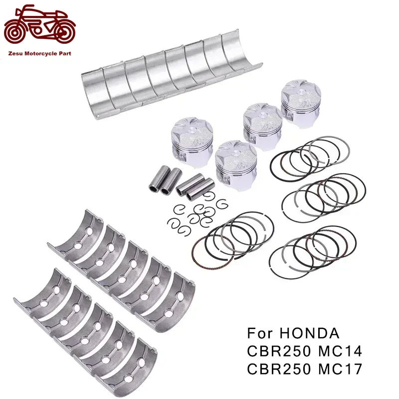 Motorcycle Engine For HONDA CBR250 CBR 250 MC14 MC17 1986 1987 Crankshaft Tile Connect Con Rod Bearing Set and Piston Rings Kit