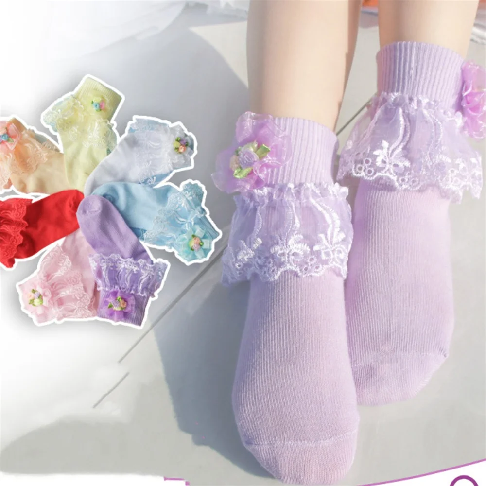 

Newborn Baby Girls Leg Ruffled Long Socks Cotton Cute Socks Kid Spring Clothing with Lacework Unisex Toddlers Cotton Socks