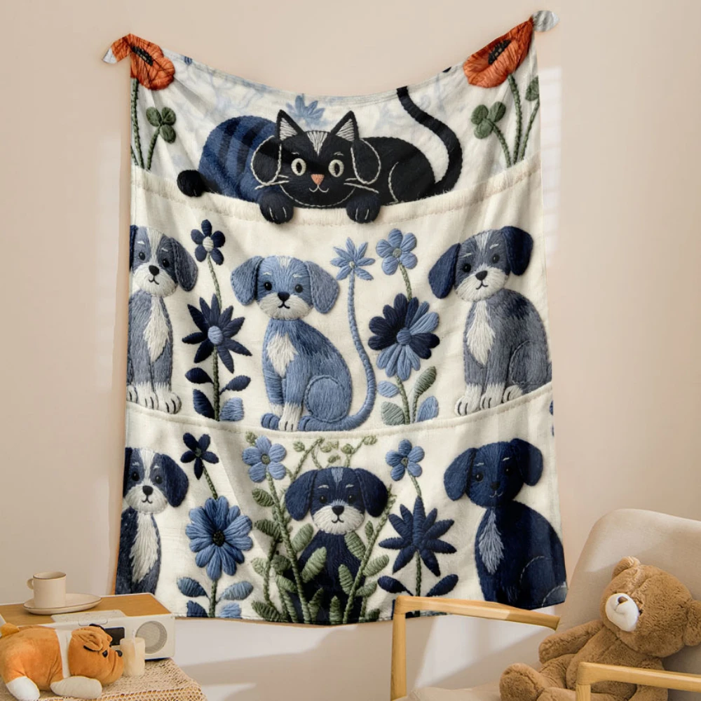 Dachshund Dog Cartoon Print Throw Blanket soft lounge room office Blanket reading corner outdoor patio Anniversary gifts