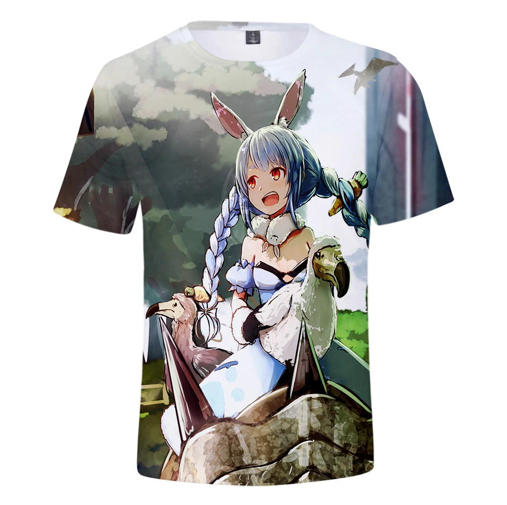 HOLOLIVE VTuber Usada Pekora T-shirt Crewneck Short Sleeve Anime Tee Men Women\'s Tshirt Harajuku Streetwear 3D Clothes