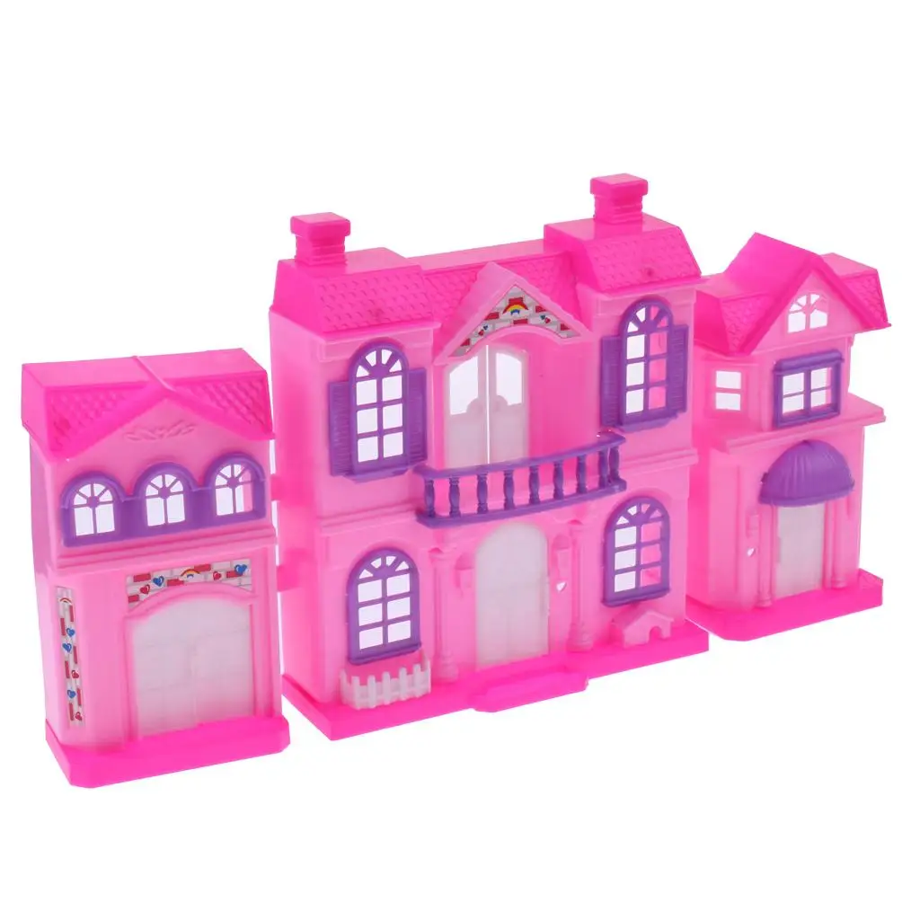 2-verdiepige pop Mini Villa Dream House voor poppen Kinderen Fantasiespel Speelgoed Willekeurige kleur