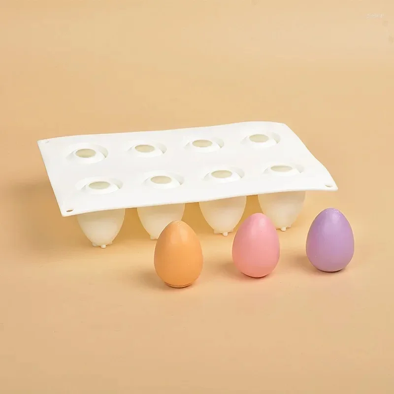 Pasqua 8 Consecutive 3D Uovo Ornamento in gesso Stampo in silicone Regalo fai da te Decorazione Torta Cottura al cioccolato Stampo in resina Artigianato