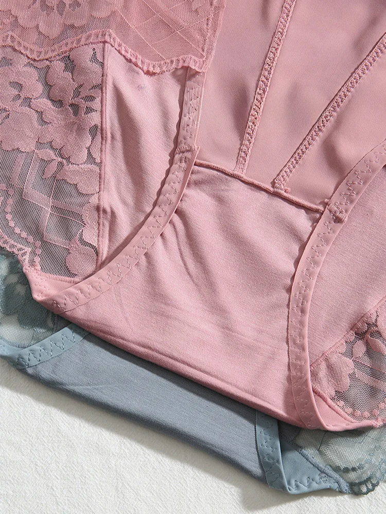 Large Size High Waist Briefs Women Underwear Modal Sexy Silk Transparent Big Size Lace Panties Plus Size Female Lingerie 3XL