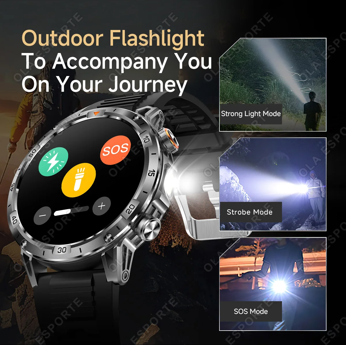 2026 New GPS Smartwatch Men AMOLED Screen Military Watch Larger1100mAh Battery SmartWatch Bt Call IP69Waterproof Flashlight Ht22 view 2