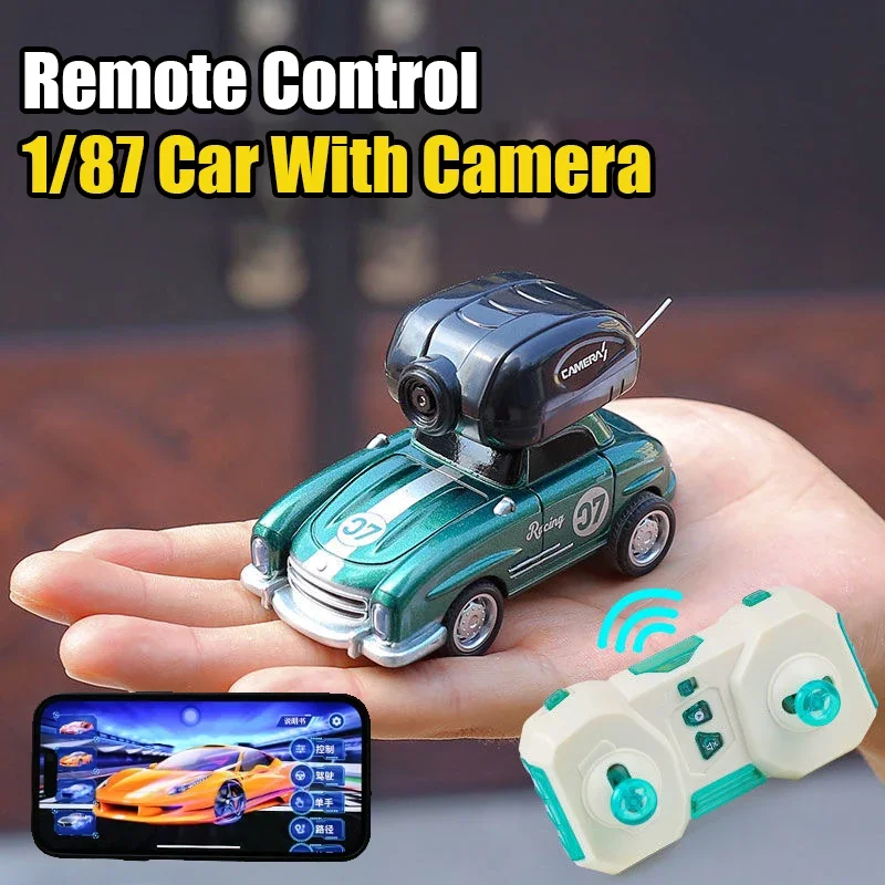 

1/87 Mini Remote Control Car 4-Way With Camera 2.4G Light Storage Electric Rechargeable Racing Cars Children's Toys For Boy Girl