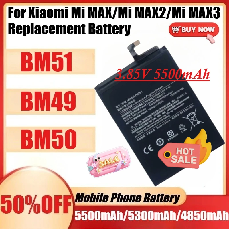 

Новые сменные аккумуляторы для телефонов Xiaomi Mi MAX/Mi MAX2/Mi MAX3 + инструменты. Аккумуляторы BM49, BM50, BM51 емкостью 4850 мАч, 5300 мАч, 5500 мАч.