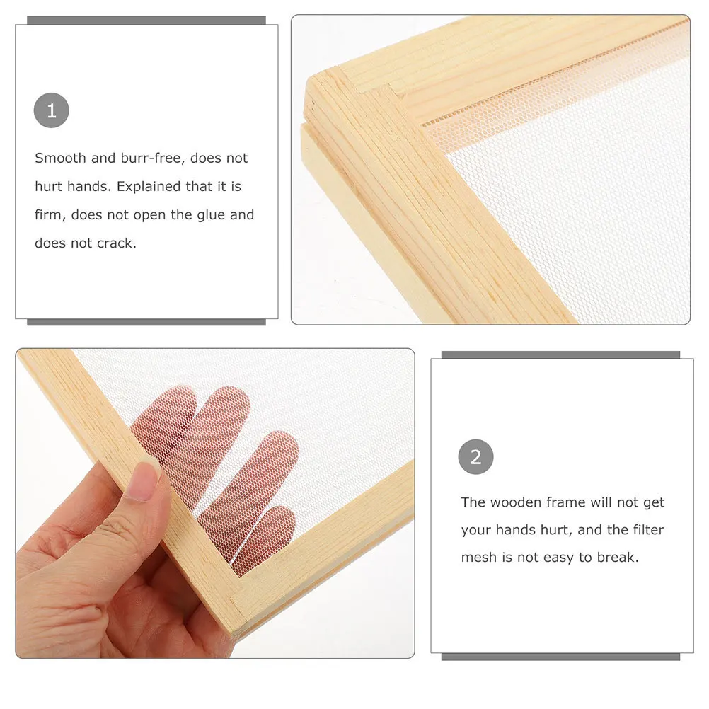 

DIY Paper Making Kit 3pcs Wooden Mesh Mold Frame Double Sided Screen Handmade Craft Educational Tool for Children Learning