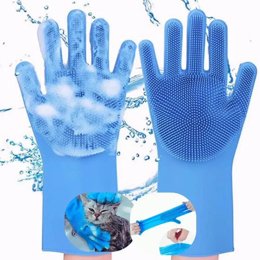 Pet Bath Massage Hair Removal Gloves High Quality Silicone Hair Removal Comfortable Clean Anti-Bite Gloves Dog Bath Gloves