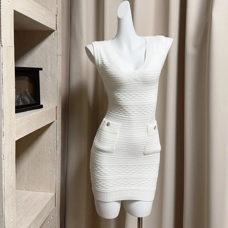 2025 NIEUWE Vrouwen Zomer Stijl tank Gebreide avondfeest Jurk Dame Mouwloze vestidos para mujer vrouw kleding