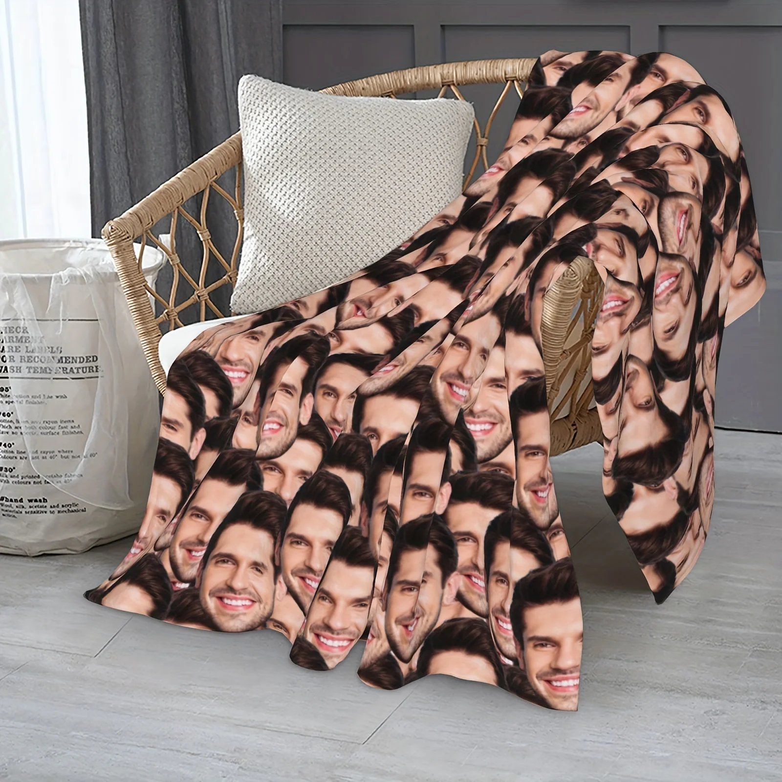 Personalisierte Fotodecke mit Lustigem Gesichtsdesign Weiche Flanelldecke für Alle Jahreszeiten Perfektes Geschenk für Alle Anlässe Ideal für Couch und Bett