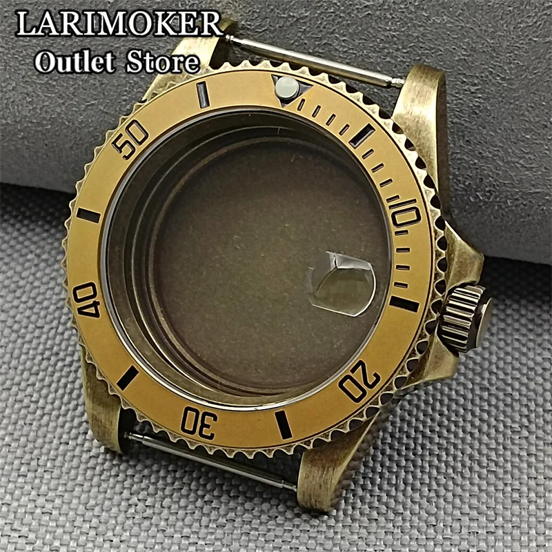 LARIMOKER 40mm Men's Dive Watch Case Vintage Bronze Coating Sapphire Glass Fit NH35 NH36 ETA 2824 PT5000 Miyota 9015 Movements