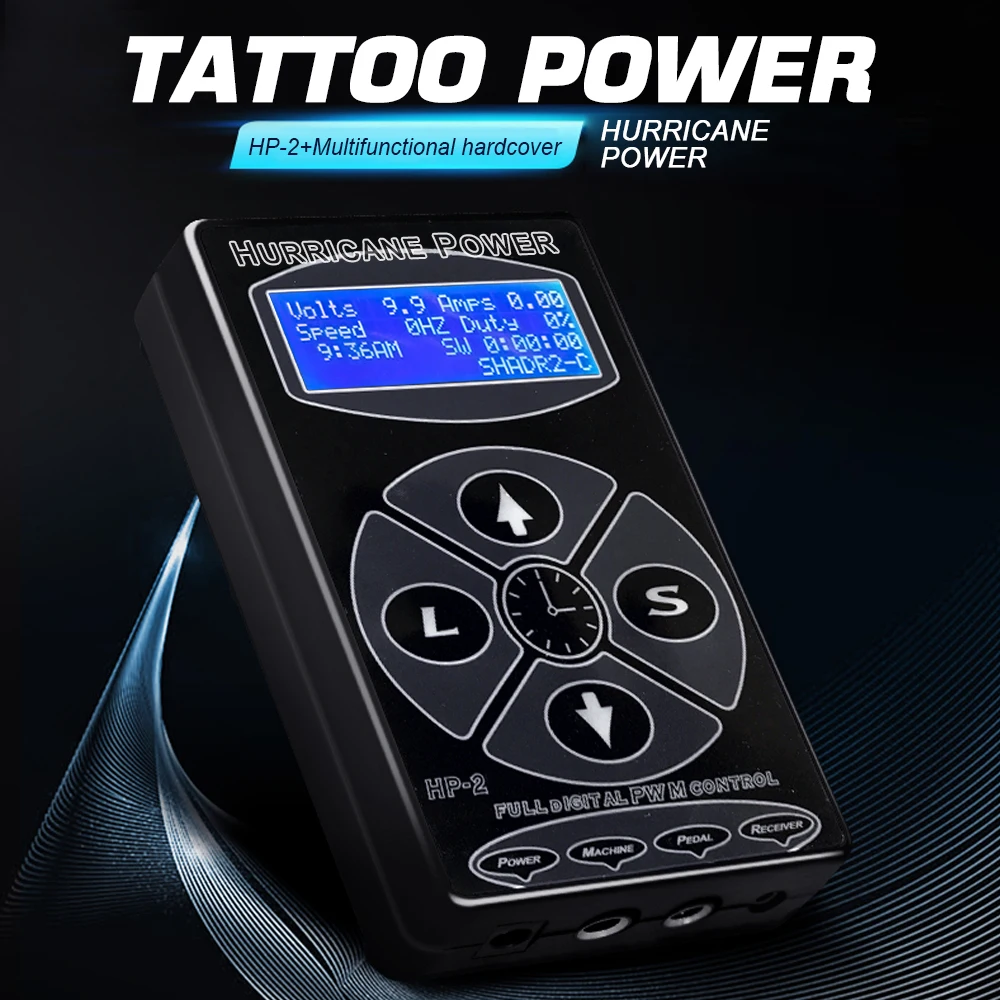 HP-2 Tattoo Power Supply Digital Dual LCD Display Tattoo Power for Tattoo Machine Pen Clip Cord Foot Switch Pedal Supplies