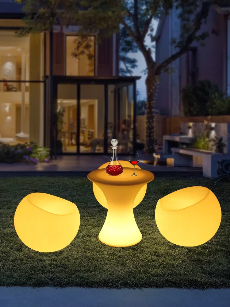 LED colorful luminous outdoor round stool charging remote control bar KTV creative combination table and chairs