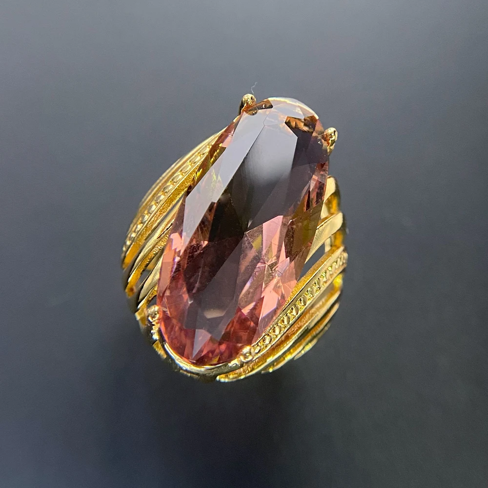 Elegant 12*26mm Created Zultanite Ring Handmade Jewelry Sudan Stone Color Change for Women Engagement Party Birthday Gift