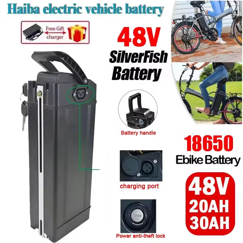 Silverfish-Batterie Pour Vélo Électrique, 48V 36V 20Ah, 30Ah, Batteries Haute Capacité, Cellules 18650 Puissance 200-2000W