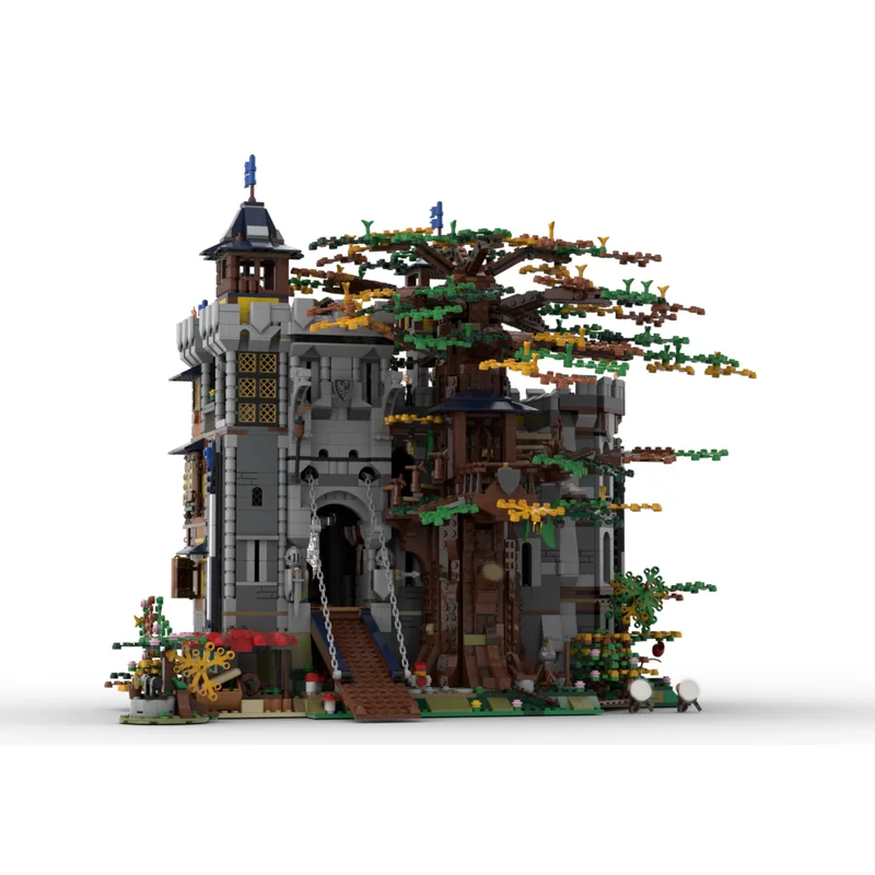 New 6223Pcs Moc European Medieval Street View Tree Life Castle Model Diy Creative Ideas Toy Birthday Gift Building Blocks