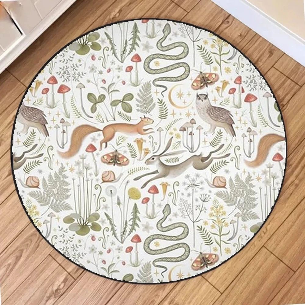 Home Bathroom Images - Okrągły dywan z motywem roślin i