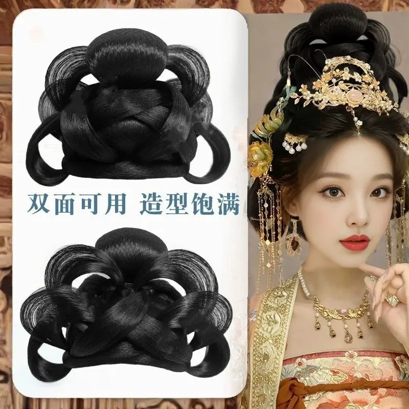 Complete Imperial Concorde Wig Set - All-Hair Tang/Song/Ming Dynasty Styling System with Daily Wear Pads Hanfu Cosplay Wig