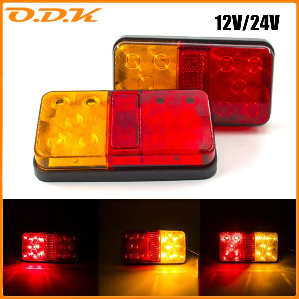 Pair 10 LED Truck Car Trailer Rear Tail Light Brake Stop Turn Signal Indicator Lamp Lorry Caravan Van Bus 12V 24V 12-80V