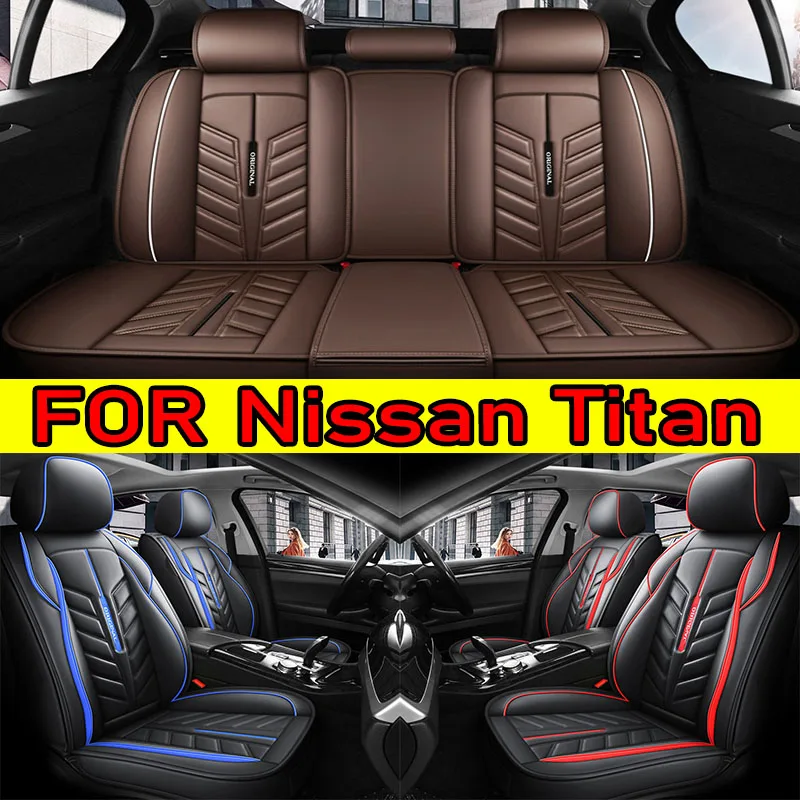 

Чехол на автомобильное сиденье Nissan Titan, водонепроницаемый чехол из искусственной кожи, мягкий и удобный передний и задний ряд, 5-местный, полностью завернутый чехол на сиденье