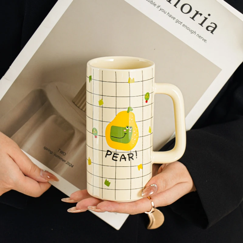 High-value Ceramic Coffee Cup Cartoon Appearance Children's Breakfast Milk Juice Large Capacity Straight Cup Girl Gift Mug