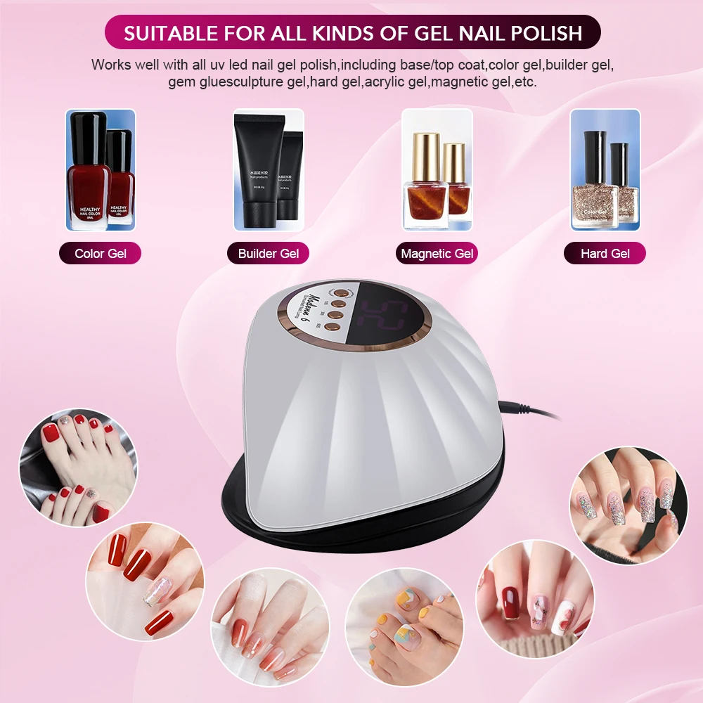 268W Double Hands UV LED Nail Lamp For Nail Professional Gel Polish Curing Drying Light With LCD Display Dryer Lamp Equipment