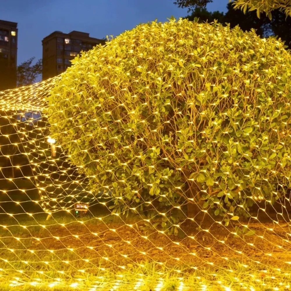 

Новая светодиодная сетчатая гирлянда с пультом ДУ, водонепроницаемая, теплый белый свет, на солнечной батарее, для декора рождественской елки