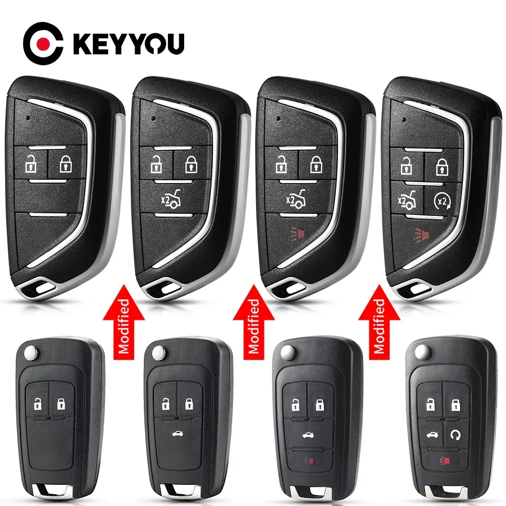 KEYYOU 10Pcs Flip Key For Chevrolet Cruze Epica Camaro For Opel Vauxhall For Buick Modified Folding Remote Key Shell HU100 Case