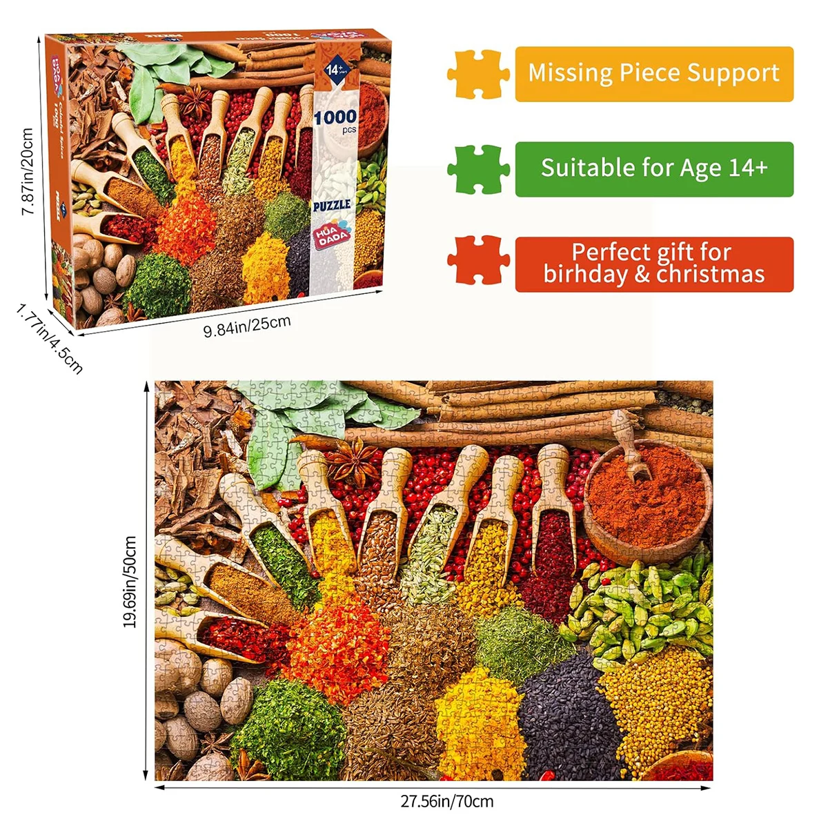 1000 Piece Puzzles for Adults - Colourful Spices - Jigsaw Puzzles for Adults 1000 Piece Educational Games Colorful Puzzles