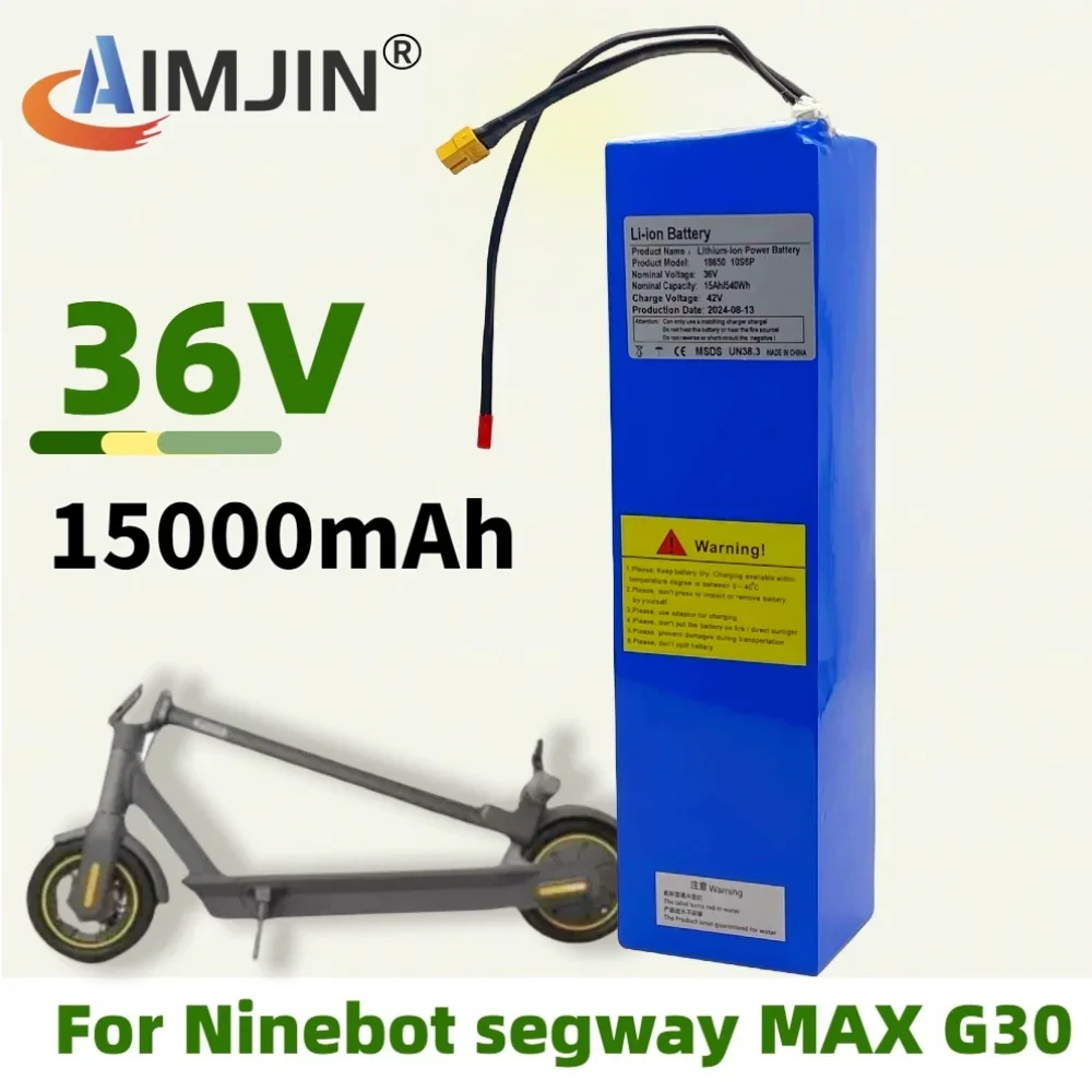 100% novo lítio 18650 36v 15000mah 10s6p bateria recarregável para segway ninebot max g30 scooter elétrico bateria especial