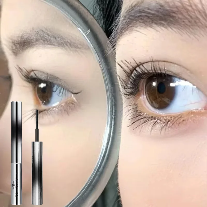 Mascara sottile con tubo d'acciaio piccolo e arricciatura, trucco per occhi impermeabile e a prova di sbavature, mascara marrone nero lungo e naturale a lunga durata