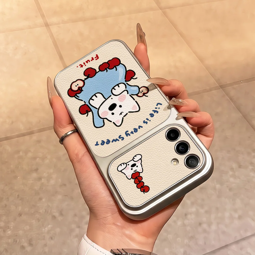 Cute Cartoon Dog Lanyard Phone Case For Samsung A36 A16 A56 A55 A07 S24 FE S26 Ultra S25 Plus A57 A37 A17 A27 Leather Soft Cover view 5