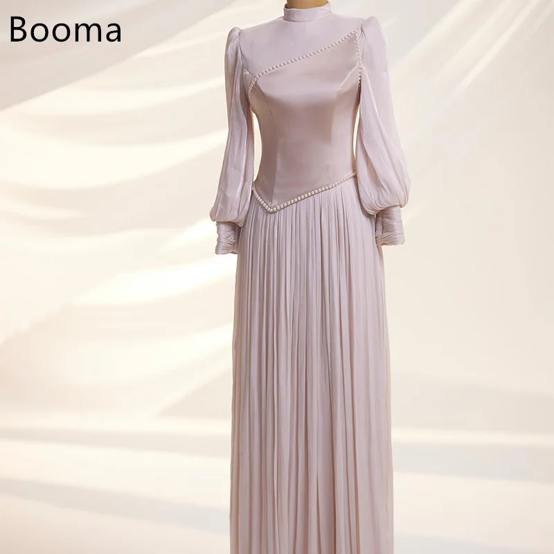 

Booma A-Line O-Neck Evening Dresses Formal Party Gowns for Women Pearls Long Pleat Elegant Prom Gown Customize 2025