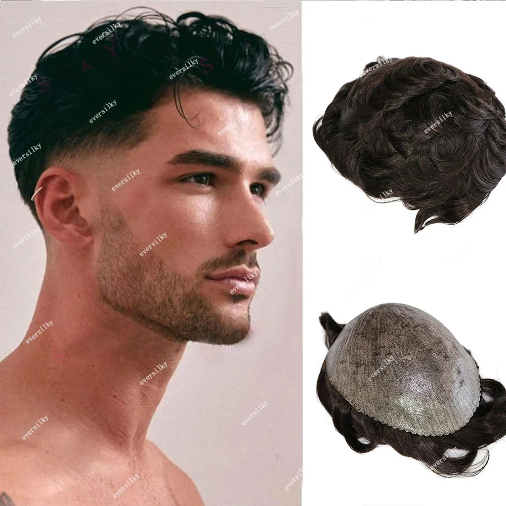 Super Durable Thin Skin PU Natural hairline Mens Toupee Brown Blonde Black Human Hair Wig Cheap Capillary Prosthesis Replacement