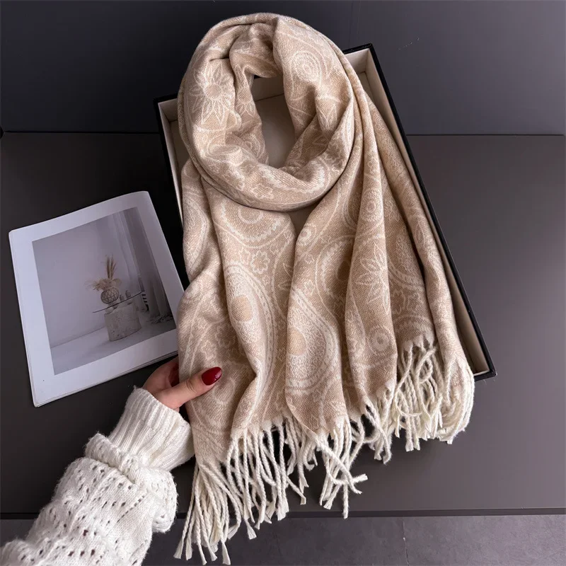 

Luxury Cashew Cashmere Pashmina Shawl Lady Wrap Warm Winter Scarves Long Tassel Female Foulard Hijab Stoles Scarf