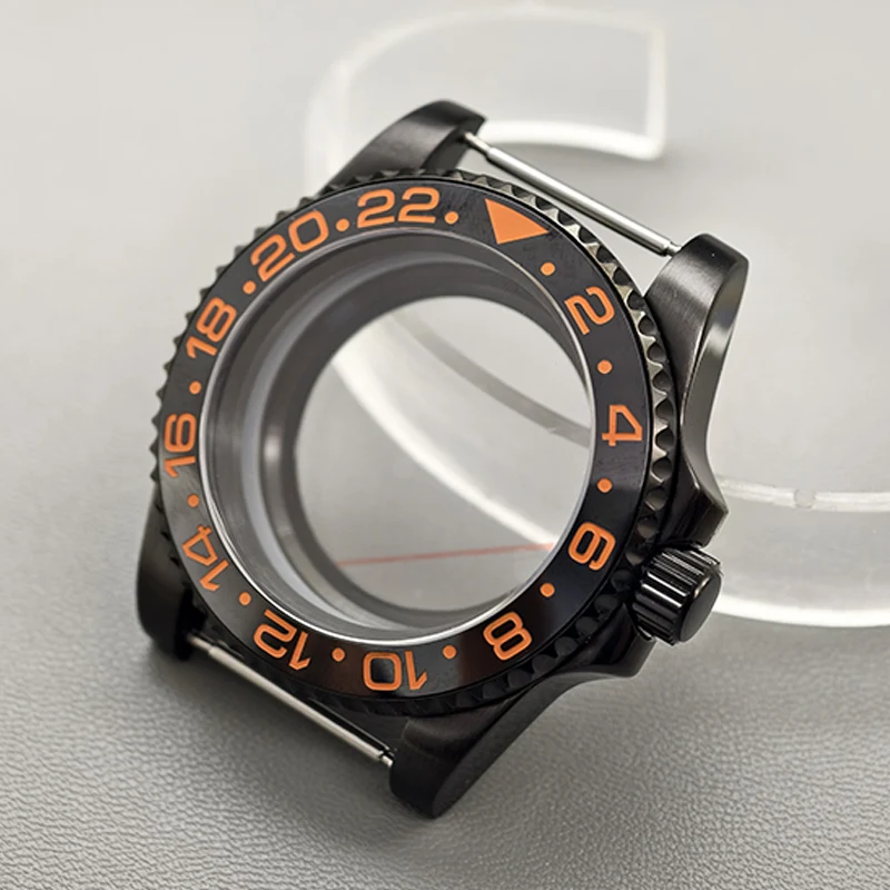 Черный корпус для часов SUB, 40 мм, сапфировое стекло для 4R36 4R35 NH35 NH36 7S, механизм, прозрачная задняя крышка, мужской корпус для часов SUB, ремонт