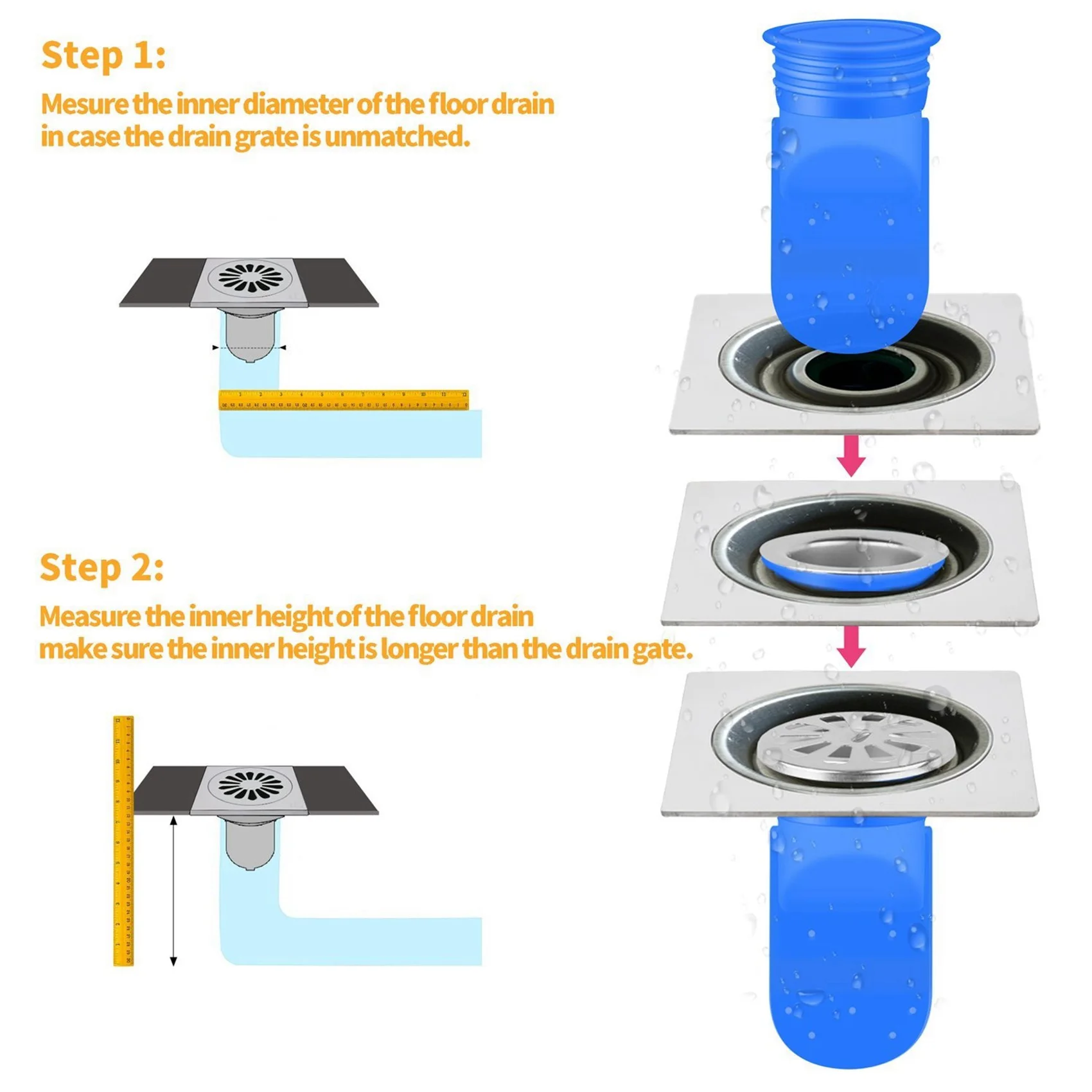 75STO-Drain Backflow Preventer 8 Pack, One Way Valve For Pipes Tubes In Toilet Bathroom Floor Drain Seal, 1.97 Inch Silicone