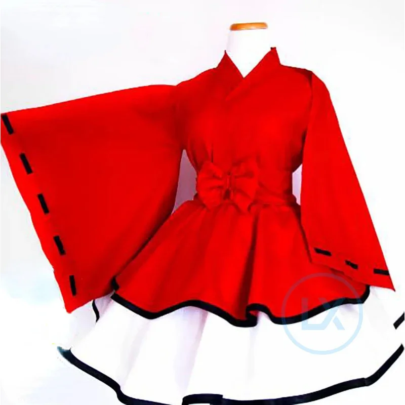 

Anime Cosplay Costume Lolita Inuyasha Kimono Dress Full Sets Custom Made Halloween Costume For Female Girls COS CLOTHES