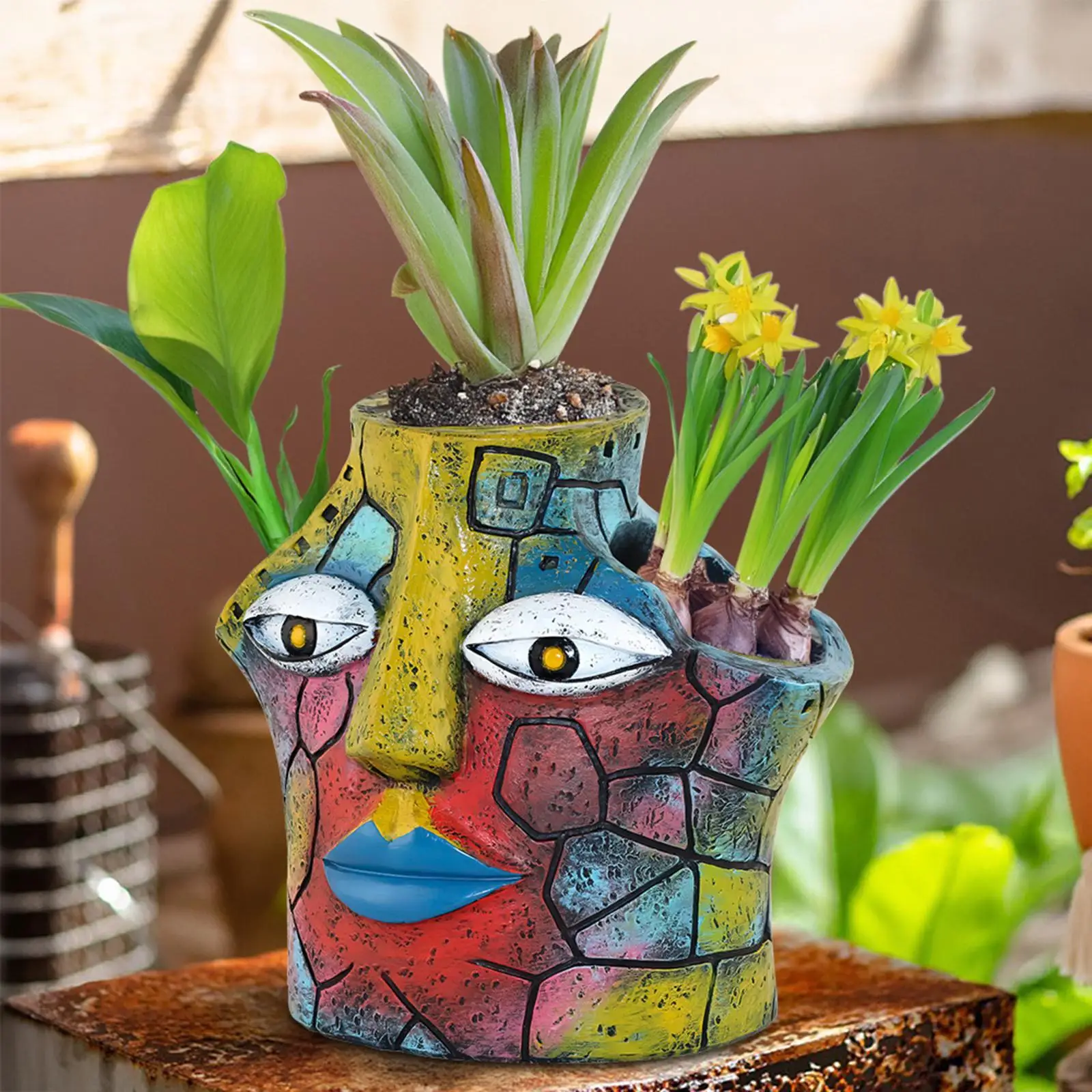 

Abstract Face Plant Pot Colorful Flower Vase Garden Landscape Decoration Decoration Desk Living Room Head Planter Succulent Pot
