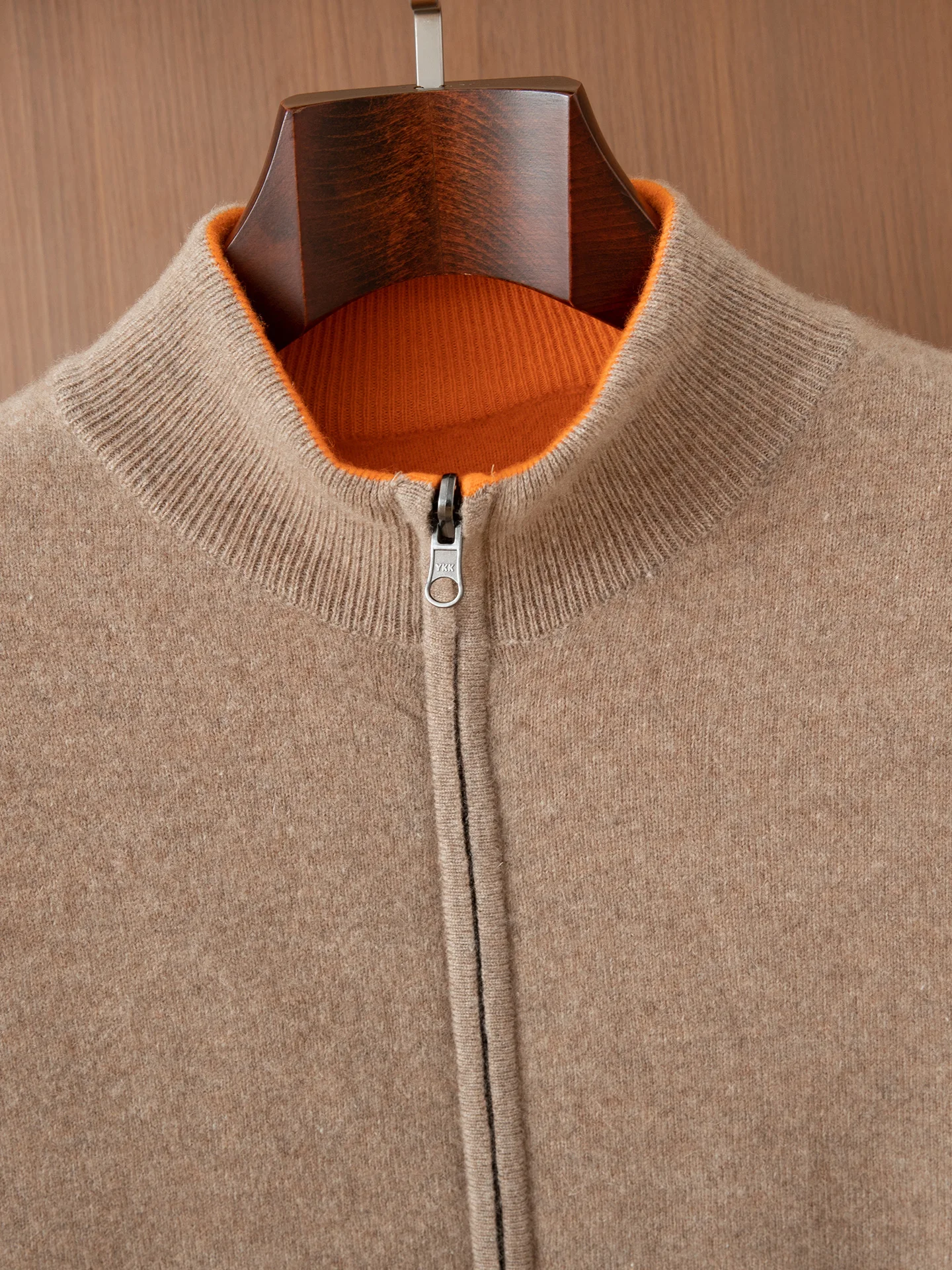 

Мужской кардиган на молнии из чистой шерсти, двусторонний свитер с полувысоким воротником, пальто для отдыха, деловое вязаное кашемировое пальто