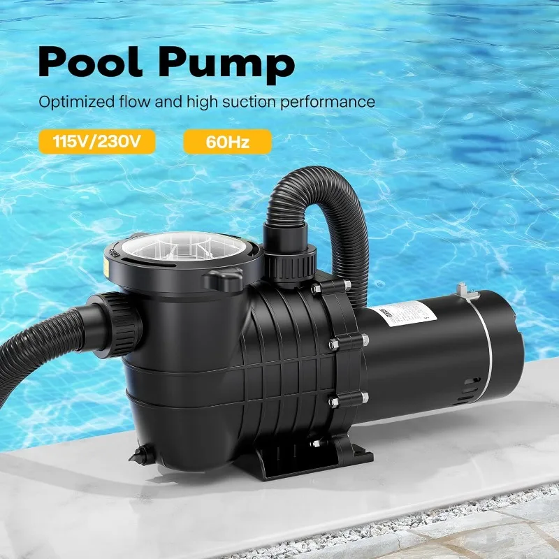 6800 GPH Powerful Copper Motor Self Primming Dual Voltage inSwimming Pool Pump