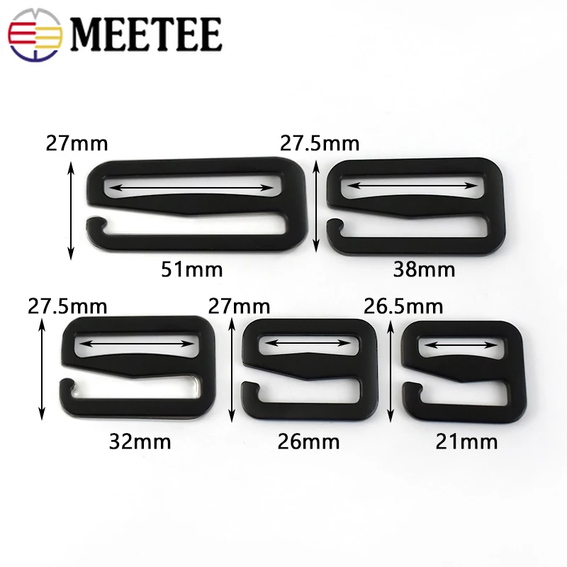 

10Pcs 20-50mm Metal Tri-Glide Hook Clasp Bag Strap Bra Adjust Buckle Webbing Belt Slider Buckles DIY Sewing Hardware Accessories