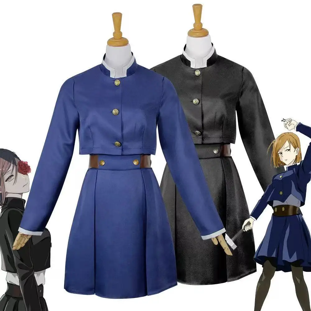 

2025 Halloween Kugisaki Nobara Cosplay Kostuum Pruik Pocket Tattoo Anime Halloween Vrouwen Uniform Volledige Set Voor Vrouwen