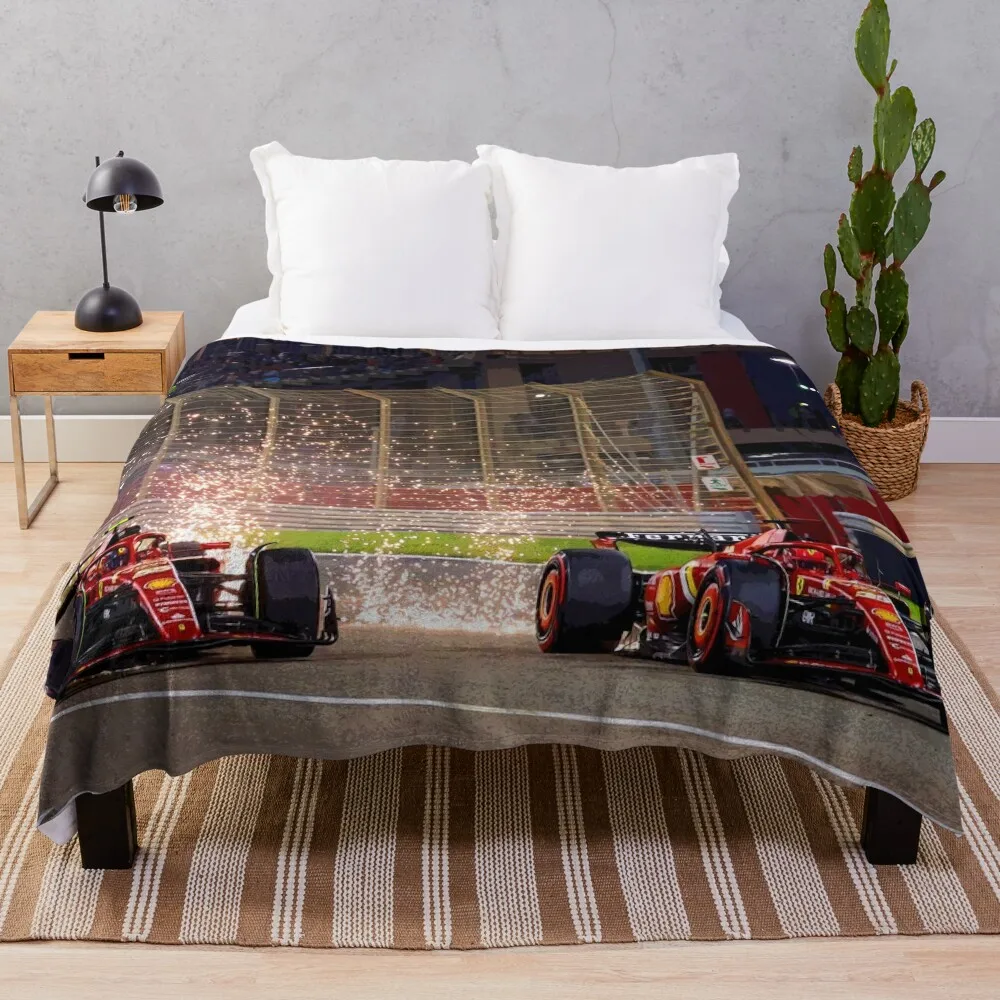 

Charles Leclerc and Carlos Sainz making sparks together 2024 abstract Throw Blanket Large Camping Polar Blankets